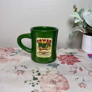 John Deere Green Ceramic Coffee Mug Vintage Model D Farm Tractor Power Graphic